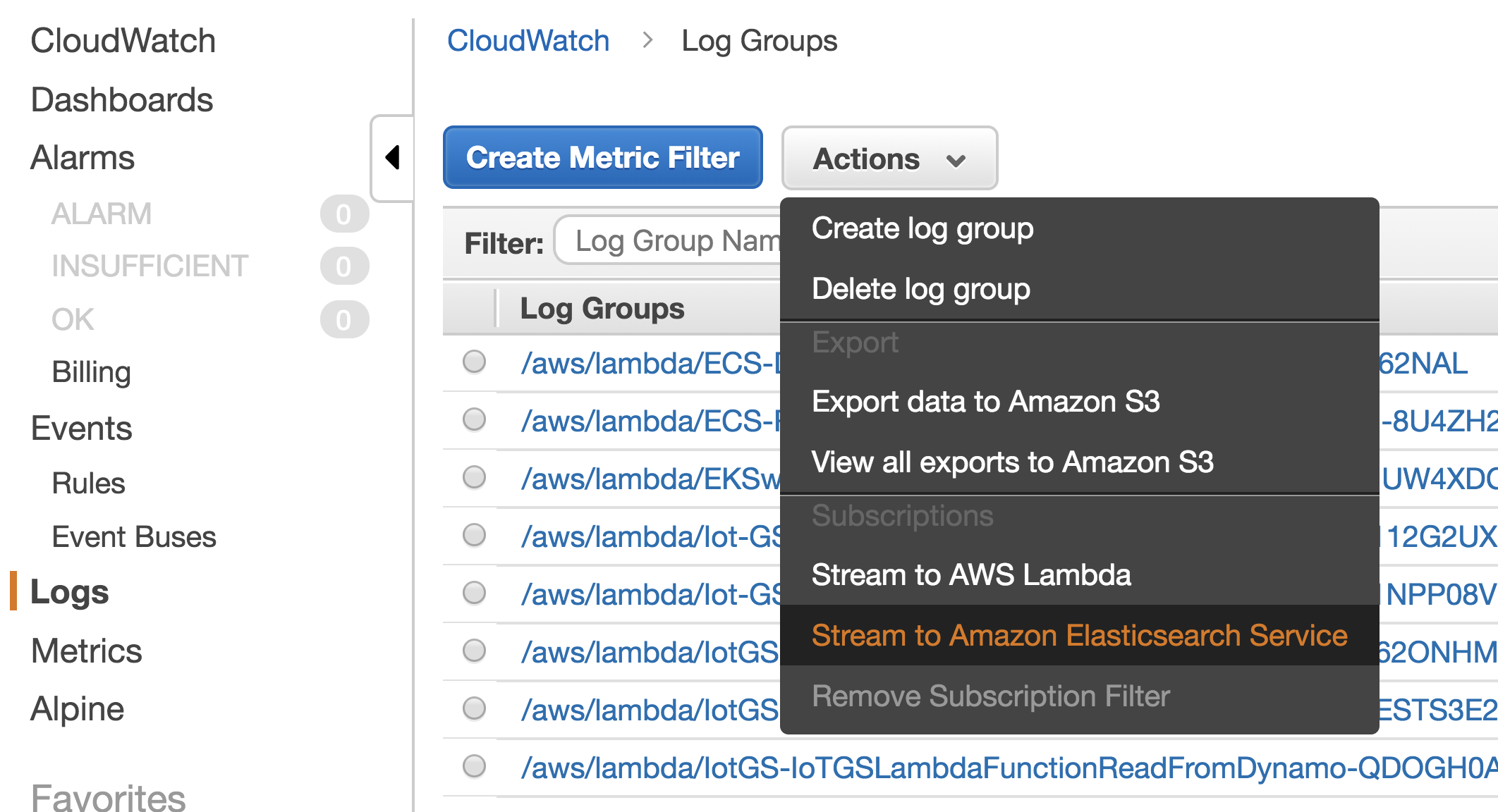 Stream to ElasticSearch